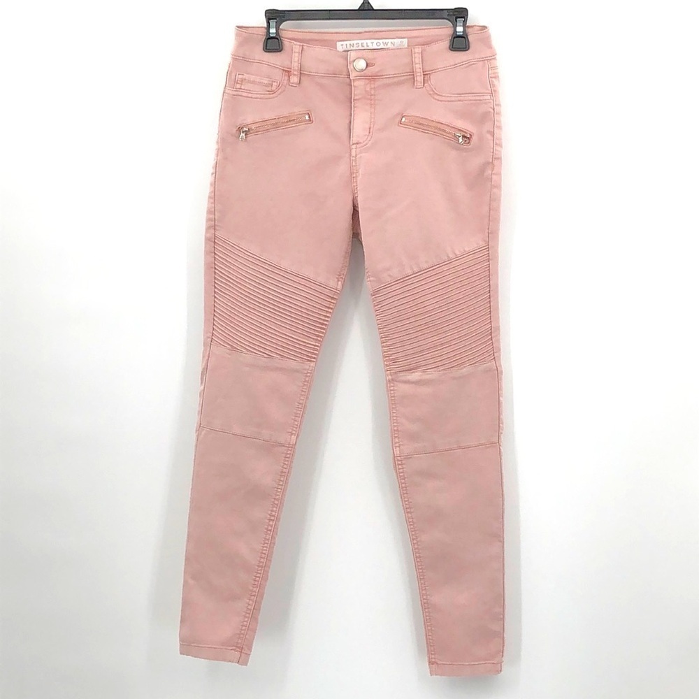 Tinseltown Pale Pink Skinny Moto Jeans Pants Size 9 Biker Punk